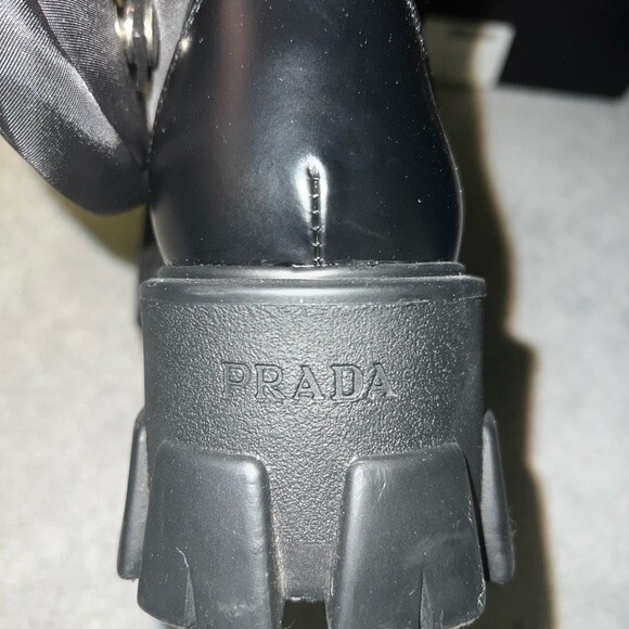 PRADA Leather Zip Pocket Combat Booties - Picture 9 of 9